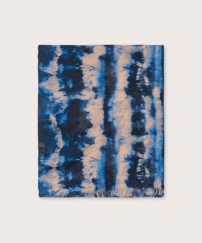 Schal mit Batikmuster aus Baumwollmischung, Navy Peony