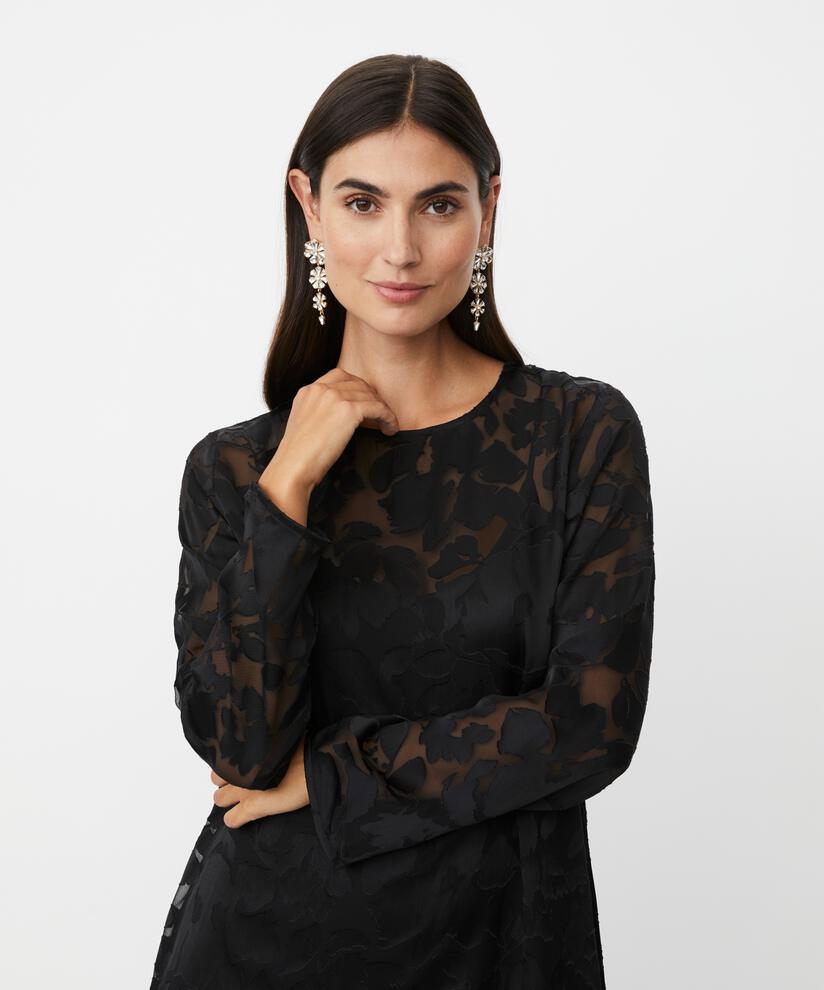 transparentes Spitzenkleid mit Petticoat, Black