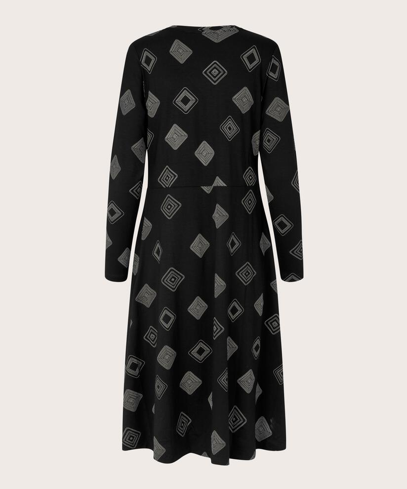 bedrucktes Jerseykleid mit Eingrifftaschen, Black