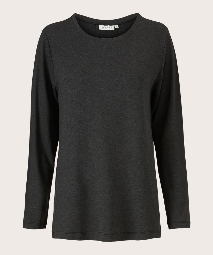 Jersey-Top mit Falten auf der Rückseite, D. Grey mel.