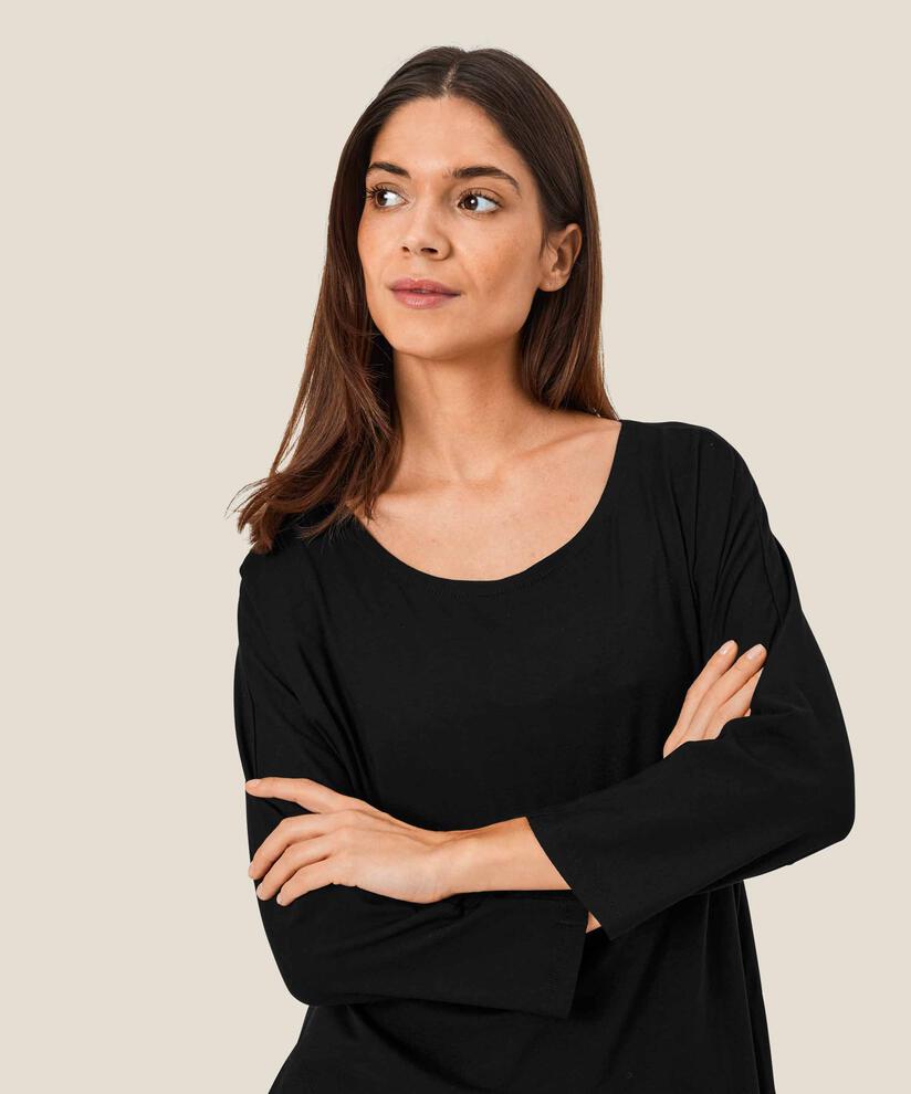 Jersey-tunika Mit Rundhals Und Eingrifftaschen, Black
