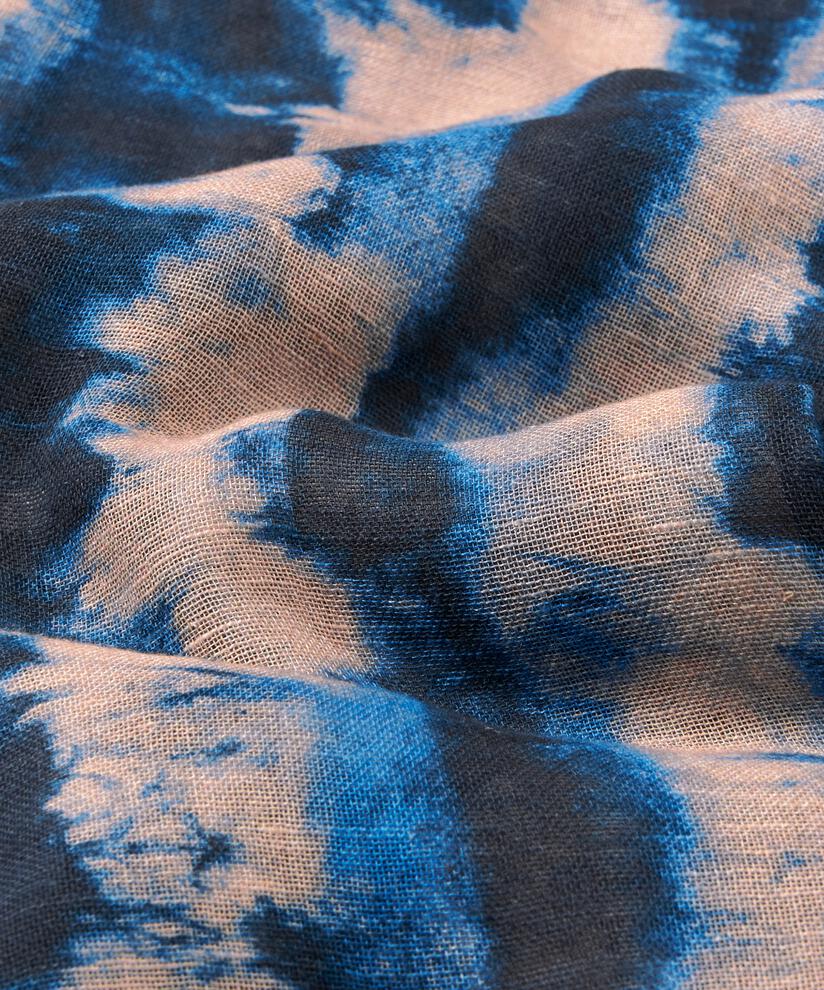 Schal mit Batikmuster aus Baumwollmischung, Navy Peony