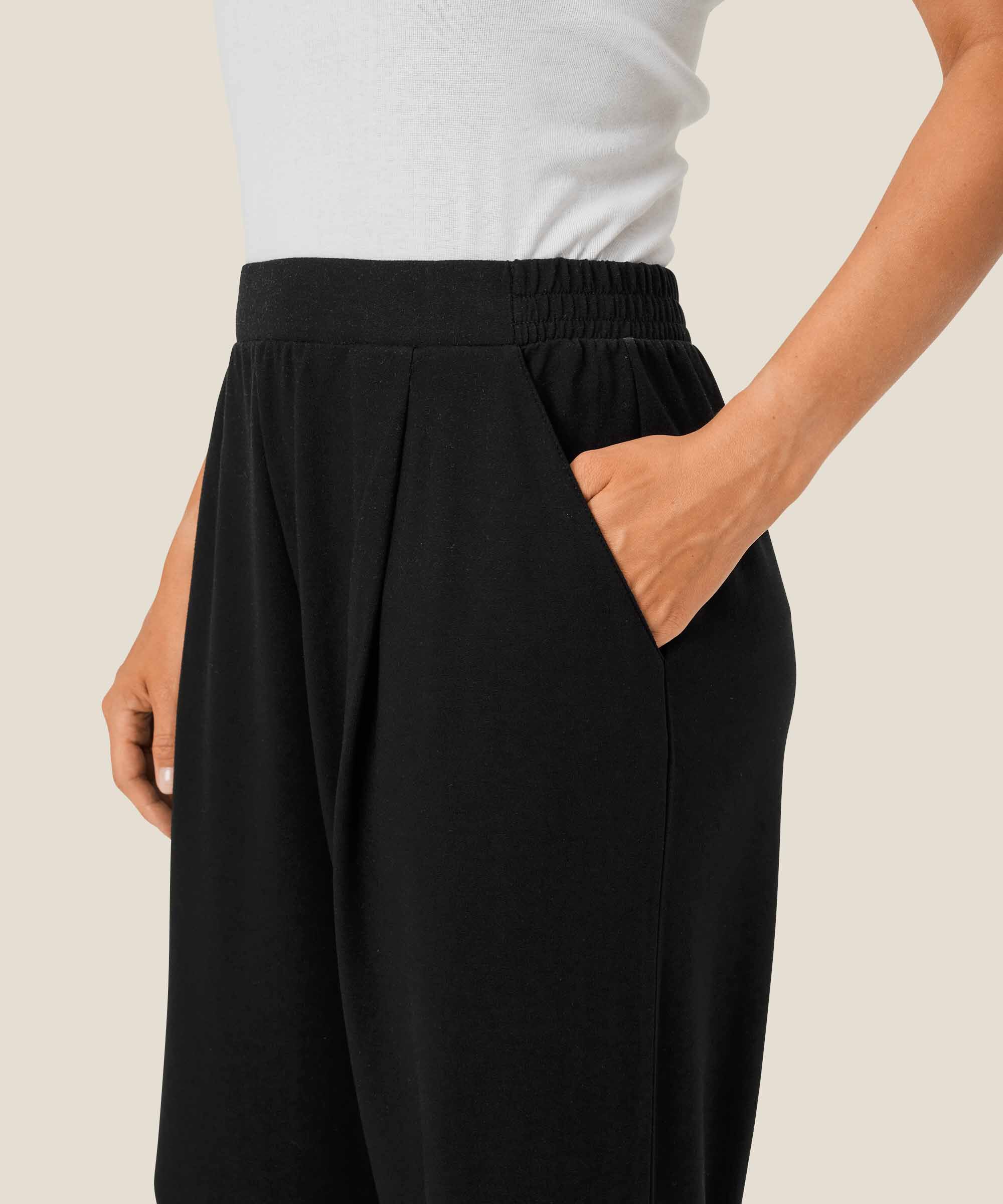 Jerseyhose mit Falten vorne, Black