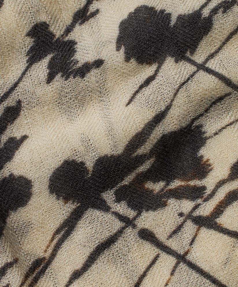 Wollschal mit Blumenmuster, Black