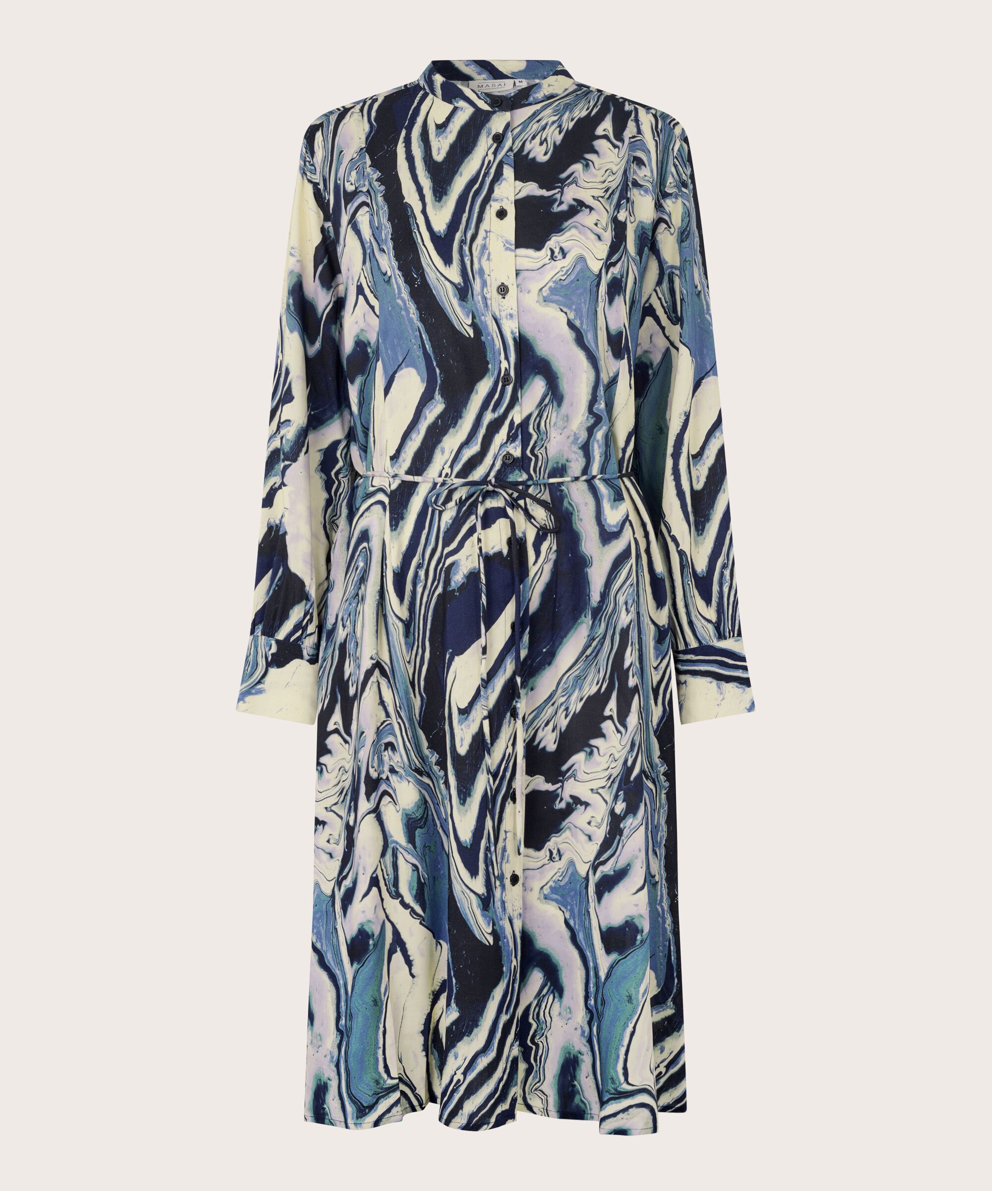 Viskose-Hemdblusenkleid mit Bindegürtel, Wisteria