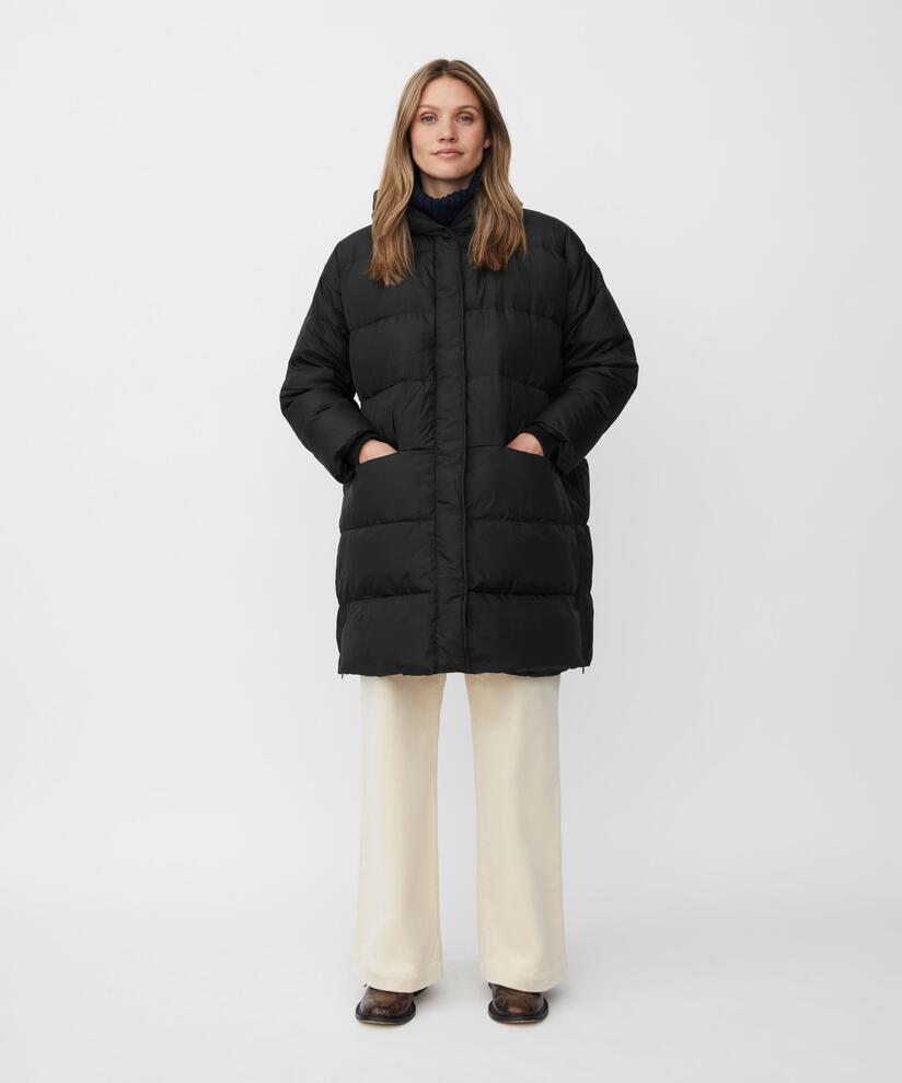 Daunenmantel Mit Kapuze, Black