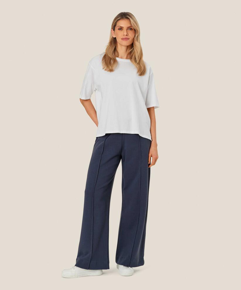 Jerseyhose mit genähten Bügelfalten und elastischem Bund, Mood Indigo