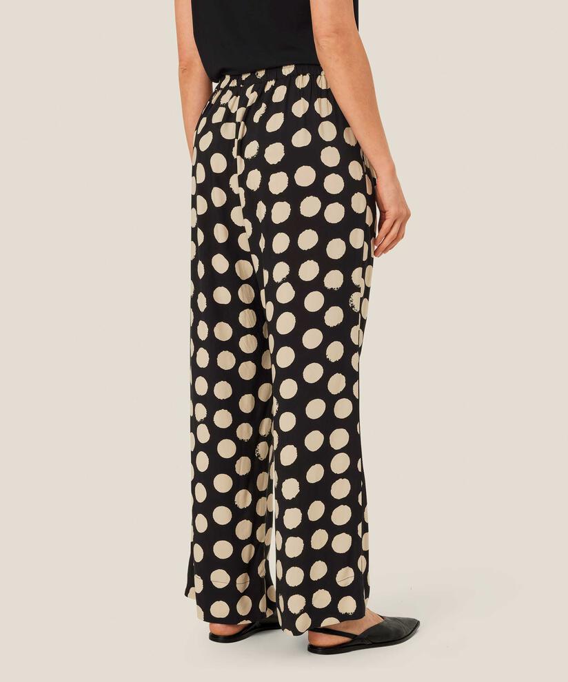 Gemusterte Hose aus Viskose mit Gummizug hinten, Black