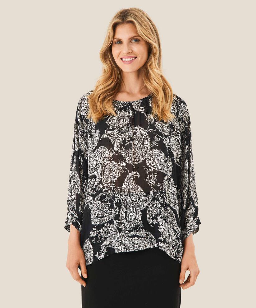 Bluse aus leichter, transparenter Viskose, Black