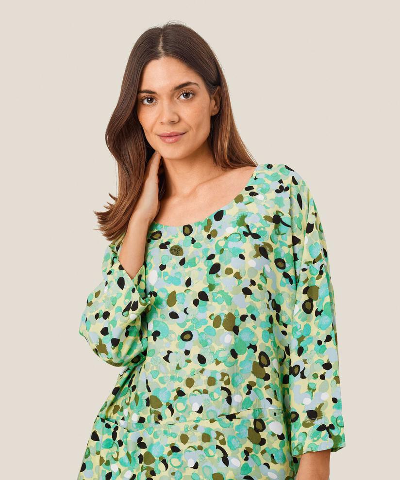 Gemusterte Viskosebluse mit Taschen vorne, Winter Green