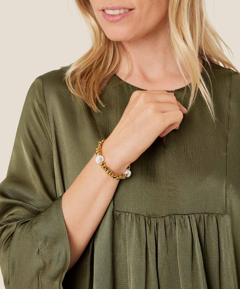 elastisches Armband mit goldenen Perlen, Gold