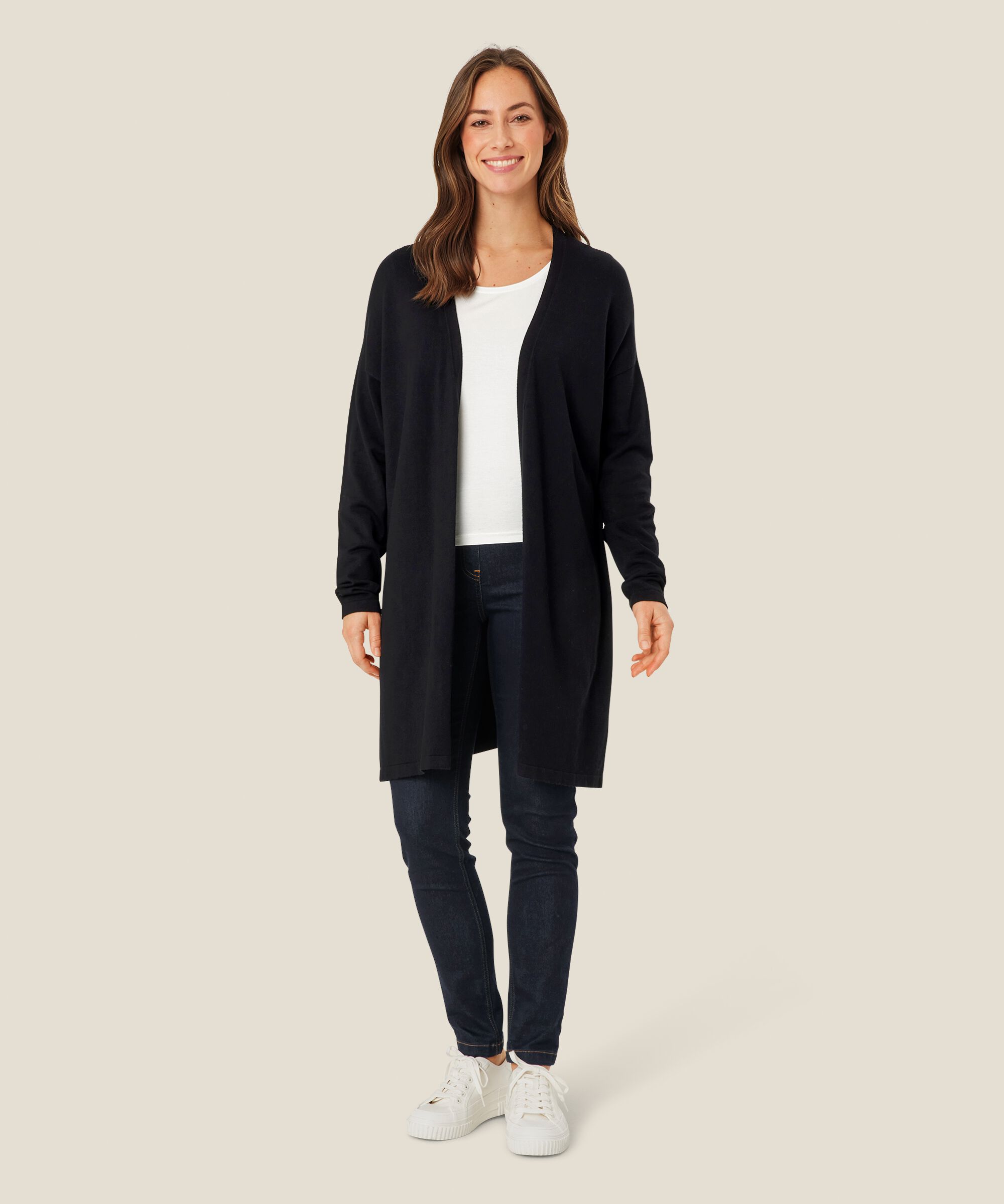 Feinstrick-cardigan Mit Geradem Schnitt, Black