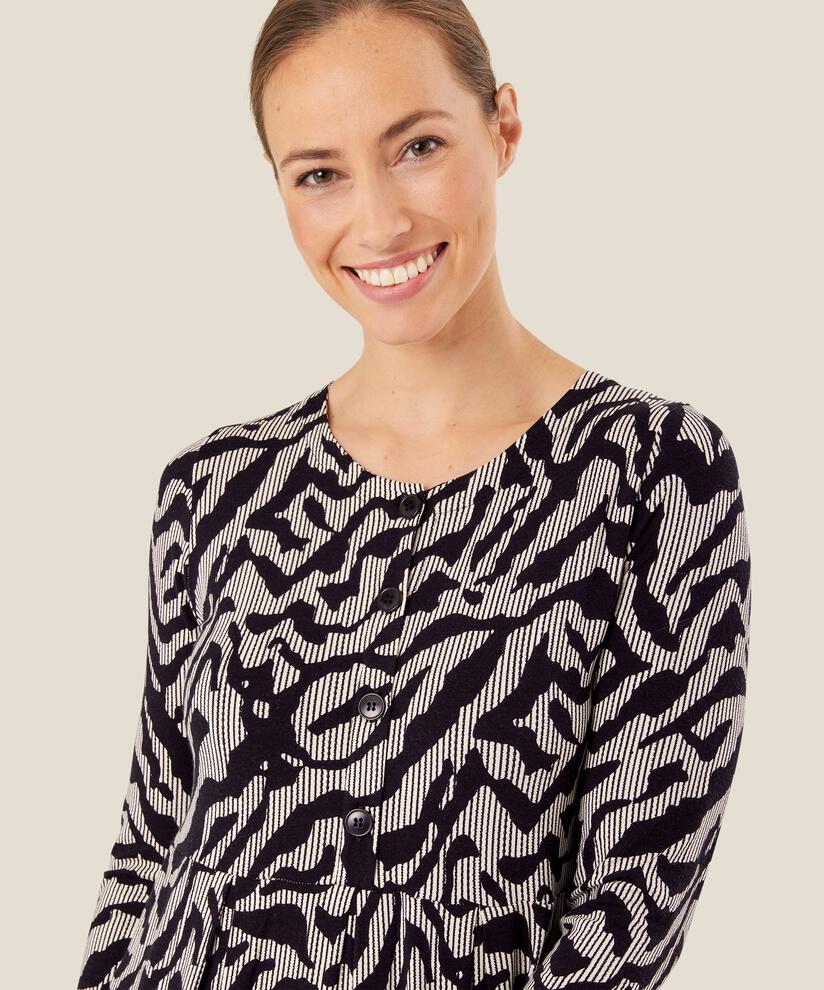 Tulpenkleid mit Knöpfen am Hals, Black