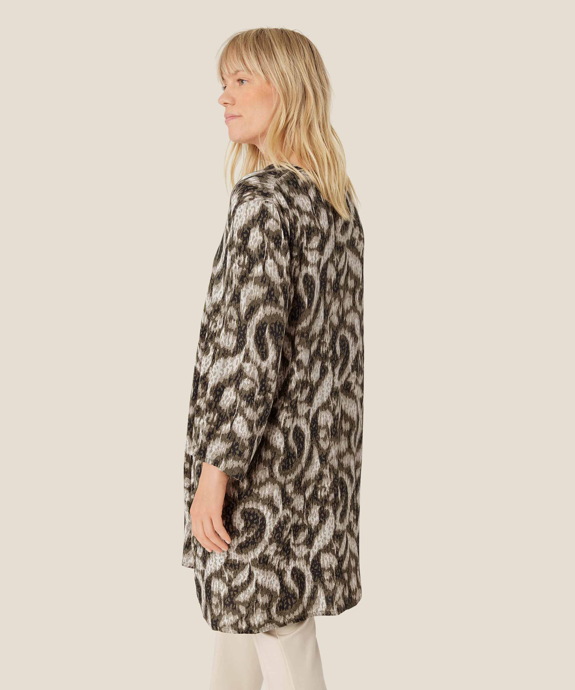 Bedruckte Viskose-tunika Mit Dreiviertelärmeln, Sea Turtle