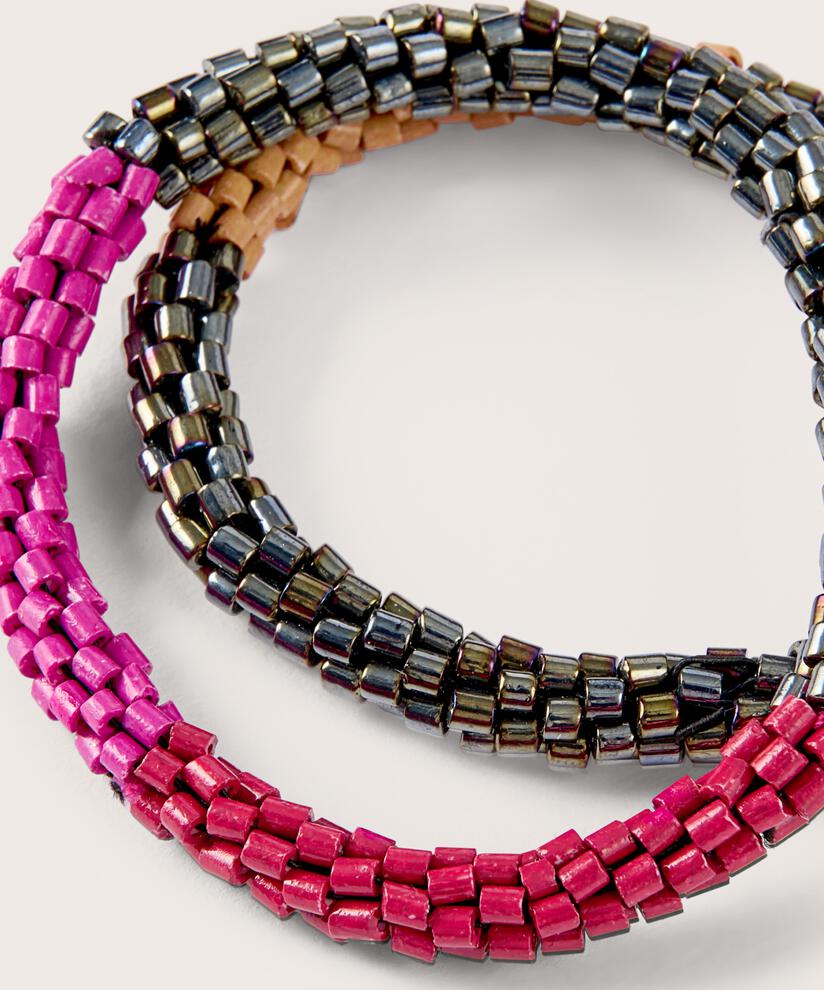 elastische Perlenarmbänder, Fuchsia Red