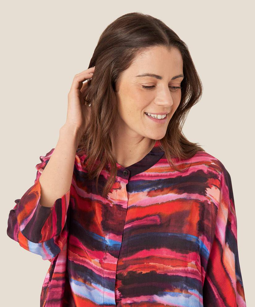 gemustertes Hemdblusenkleid aus Viskose, Sun Tomato