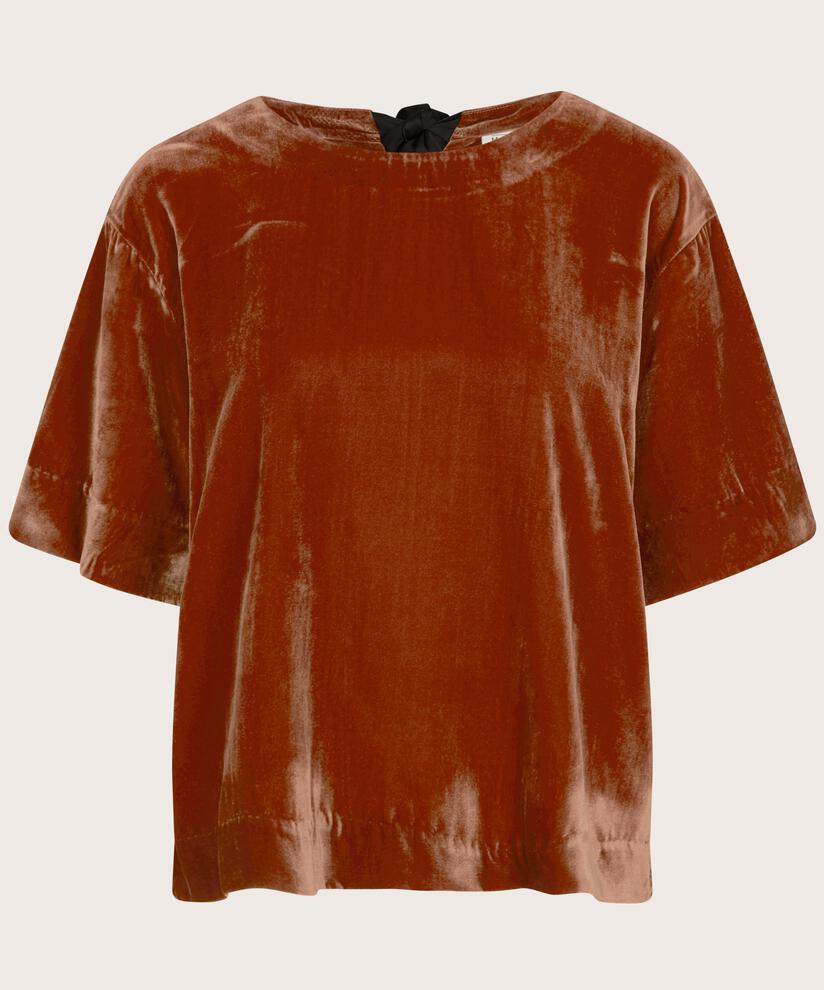 Veloursbluse mit Schleifendetail, Picante