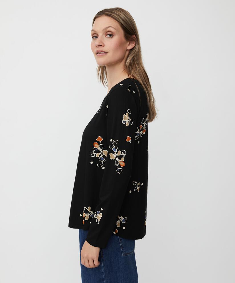 bedrucktes Jersey-Top mit Rundhalsausschnitt, Autumnal