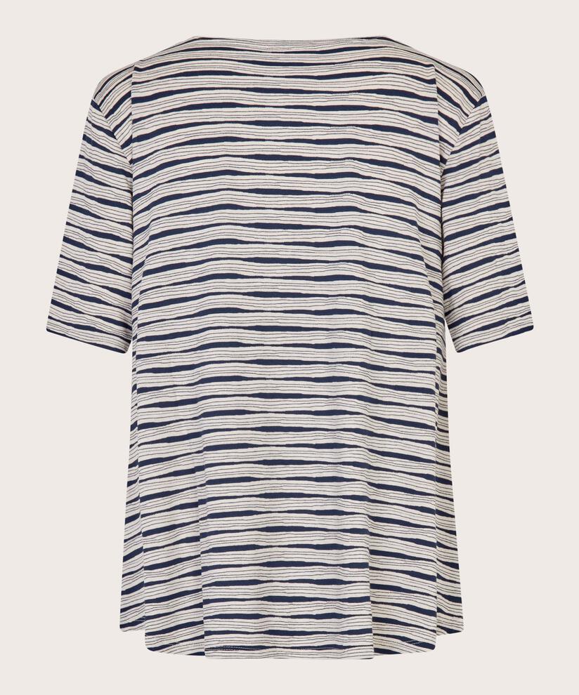 feminines gestreiftes Rundhals-T-Shirt, Mood Indigo