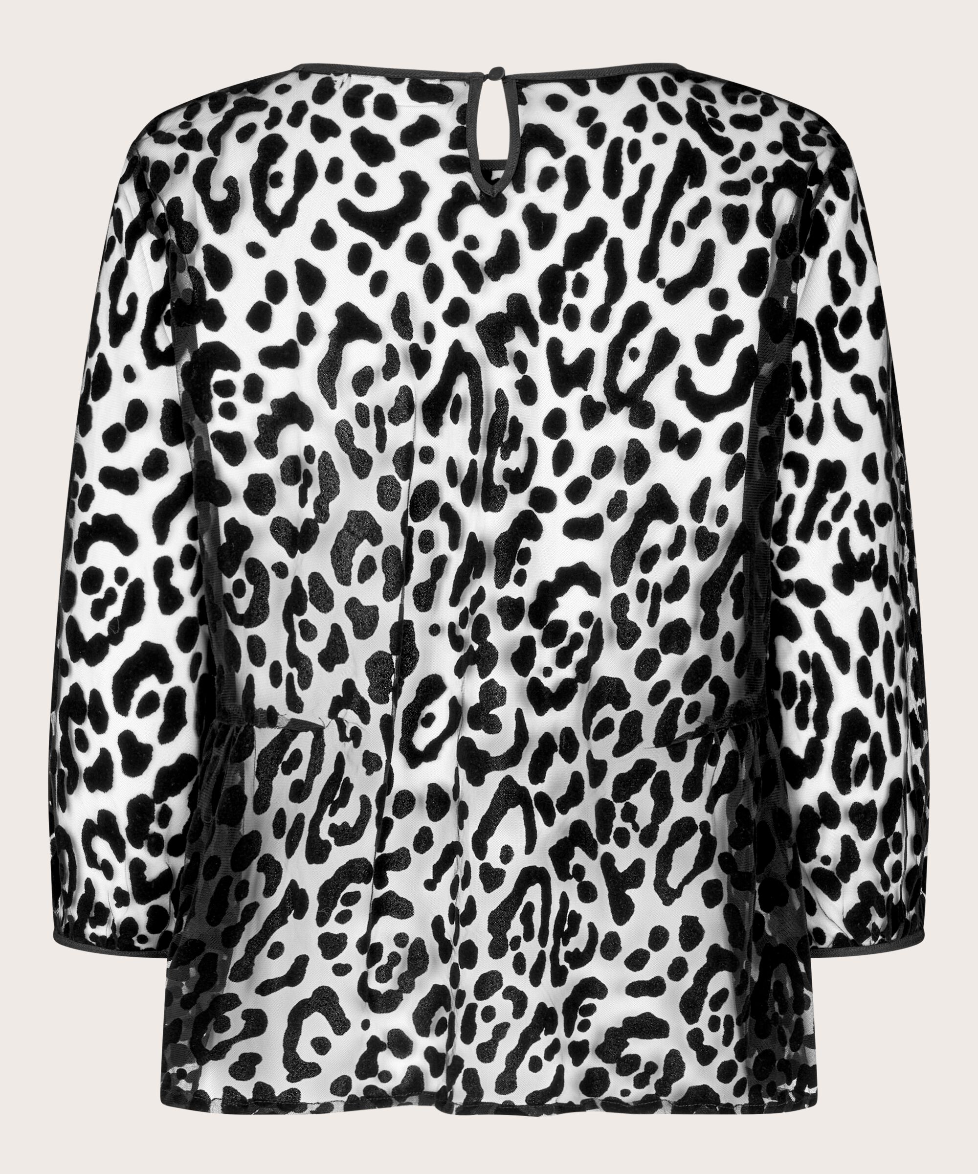 Bluse aus weichem Tüll mit eingewebtem Muster, Black