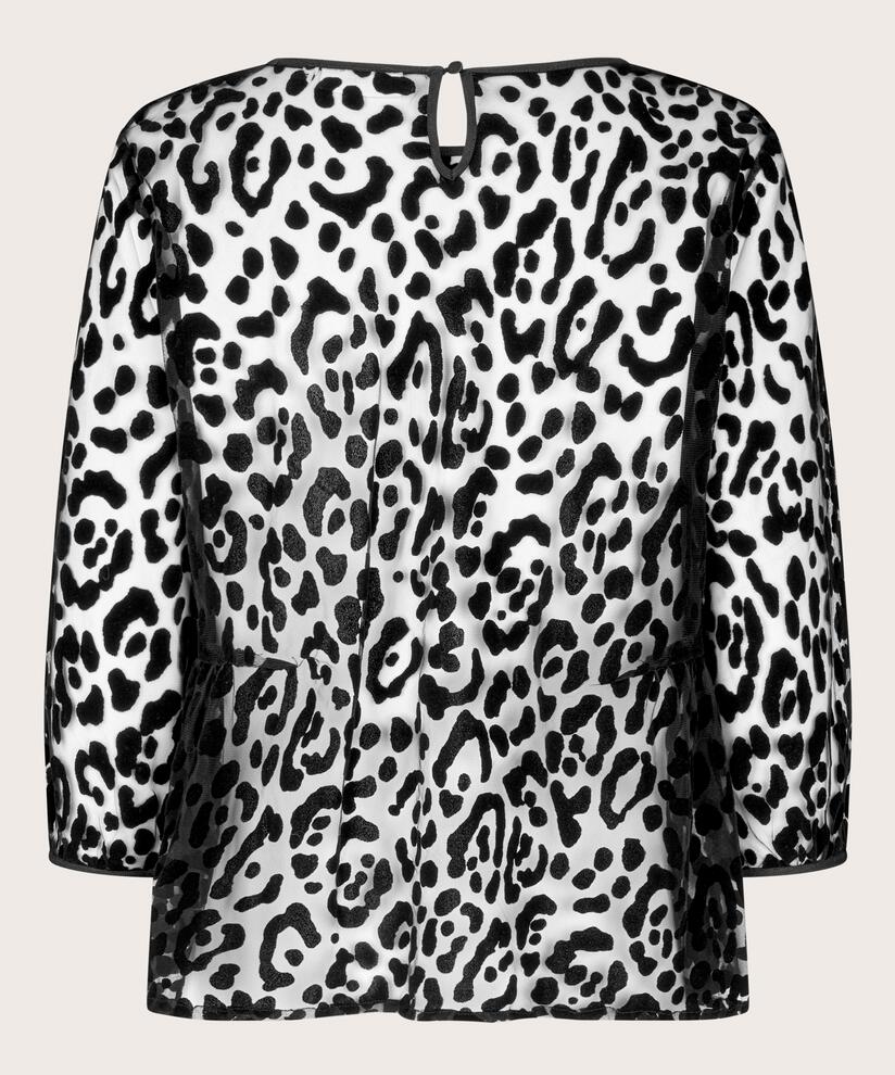 Bluse aus weichem Tüll mit eingewebtem Muster, Black