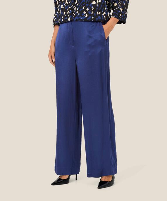 Glänzende Hose Aus Viskosesatin, Medieval blue