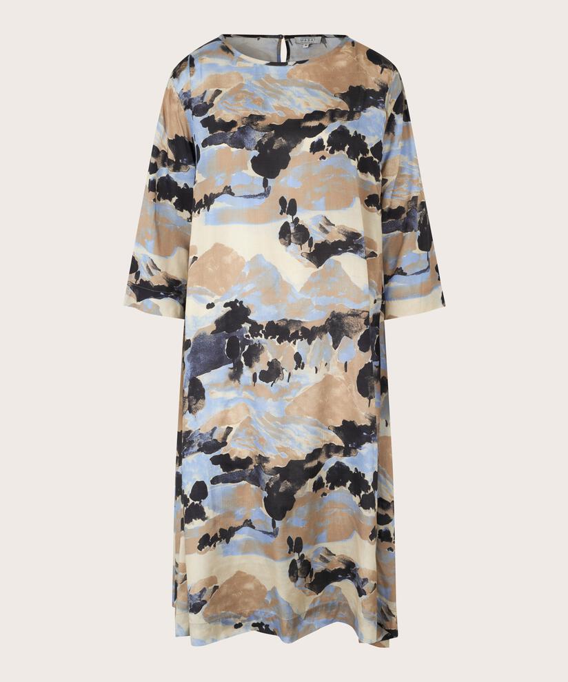Kleid aus Viskose mit Knopf am Hals, Steel Grey