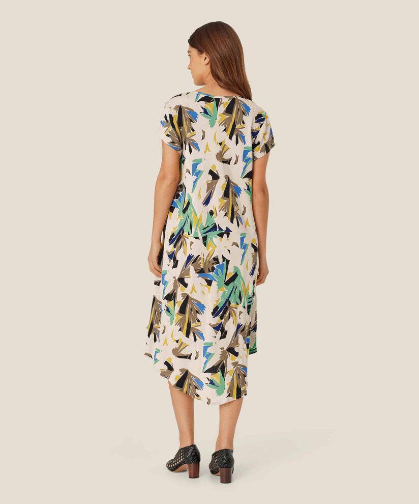 Bedrucktes Viskosekleid mit V-Ausschnitt, Dusky Green