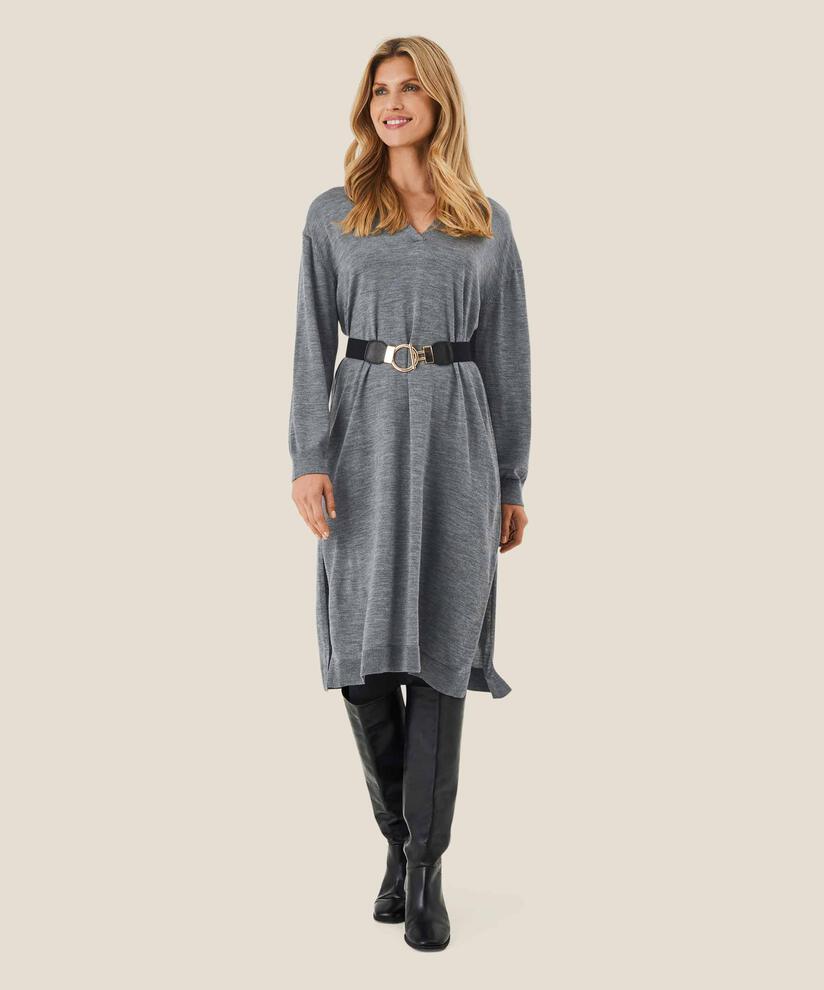 Strickkleid mit Rollkragen und Schlitzen, M. Grey mel.