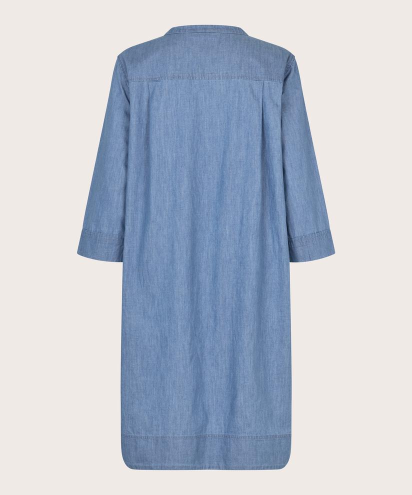 weiches Denim-Kleid mit 3/4-Ärmeln, Blue Denim