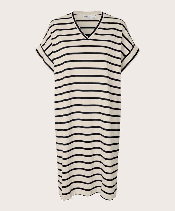 gestreiftes Jerseykleid mit Rundhalsausschnitt, Whitecap