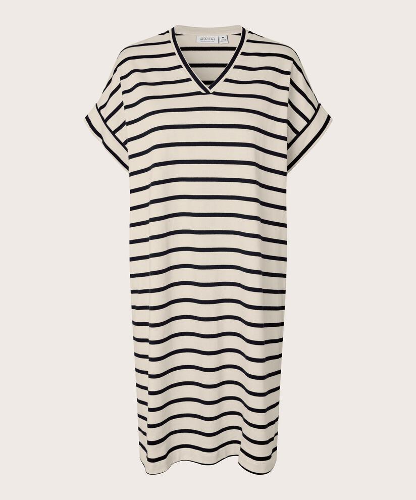 gestreiftes Jerseykleid mit Rundhalsausschnitt, Whitecap