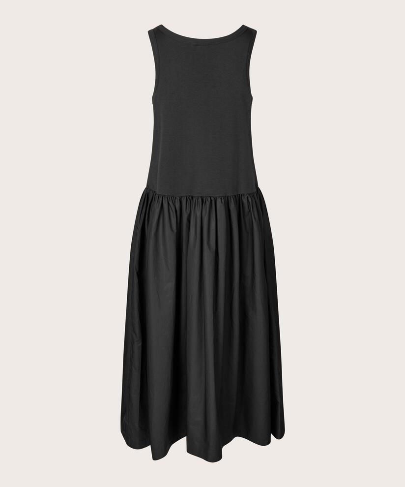 Jerseykleid mit Rock aus Baumwollpopeline, Black