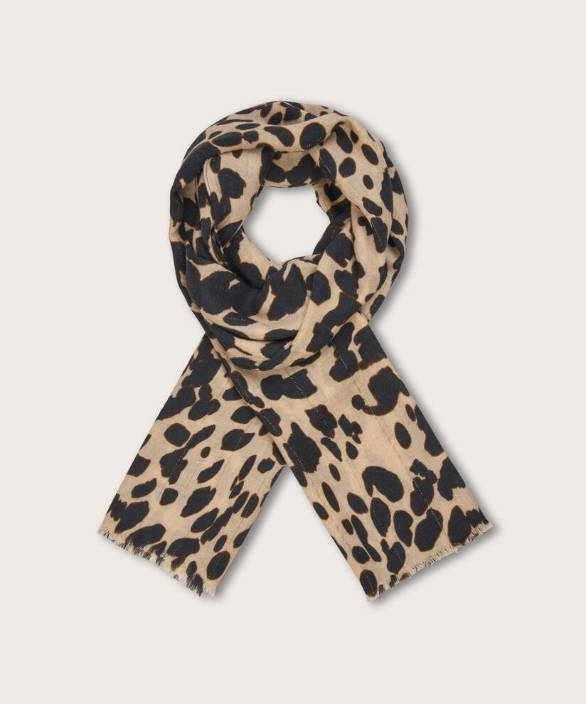 Wollschal mit Leopardenmuster und Glitzerfaden, Oxford Tan