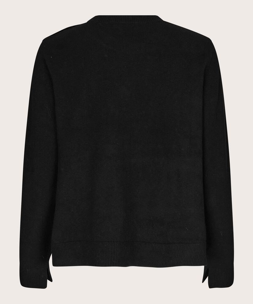 Strickpullover mit Simili-Knöpfen, Black