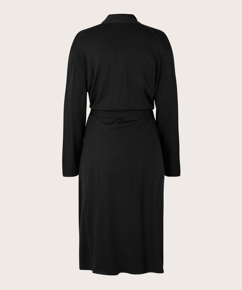 langer Cardigan mit Gürtel, Black