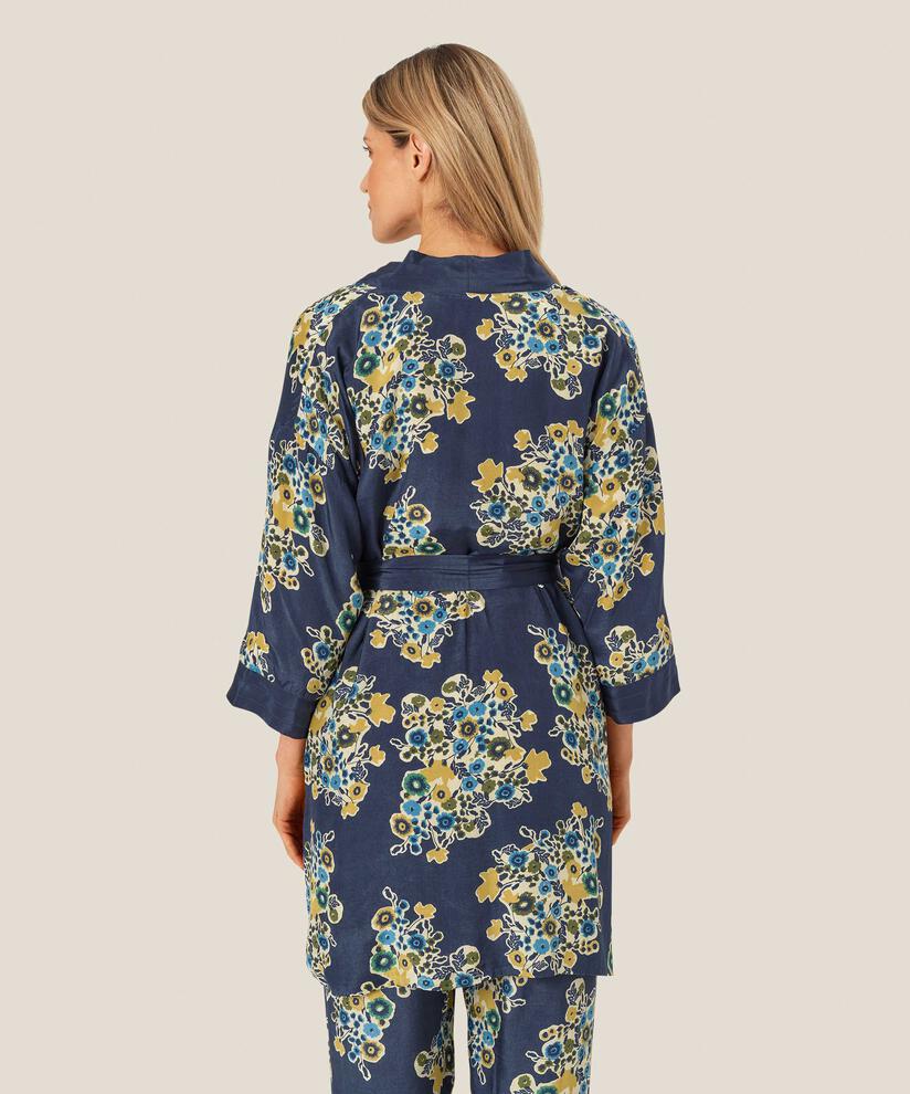 geblümte Kimonojacke mit Gürtel, Mood Indigo