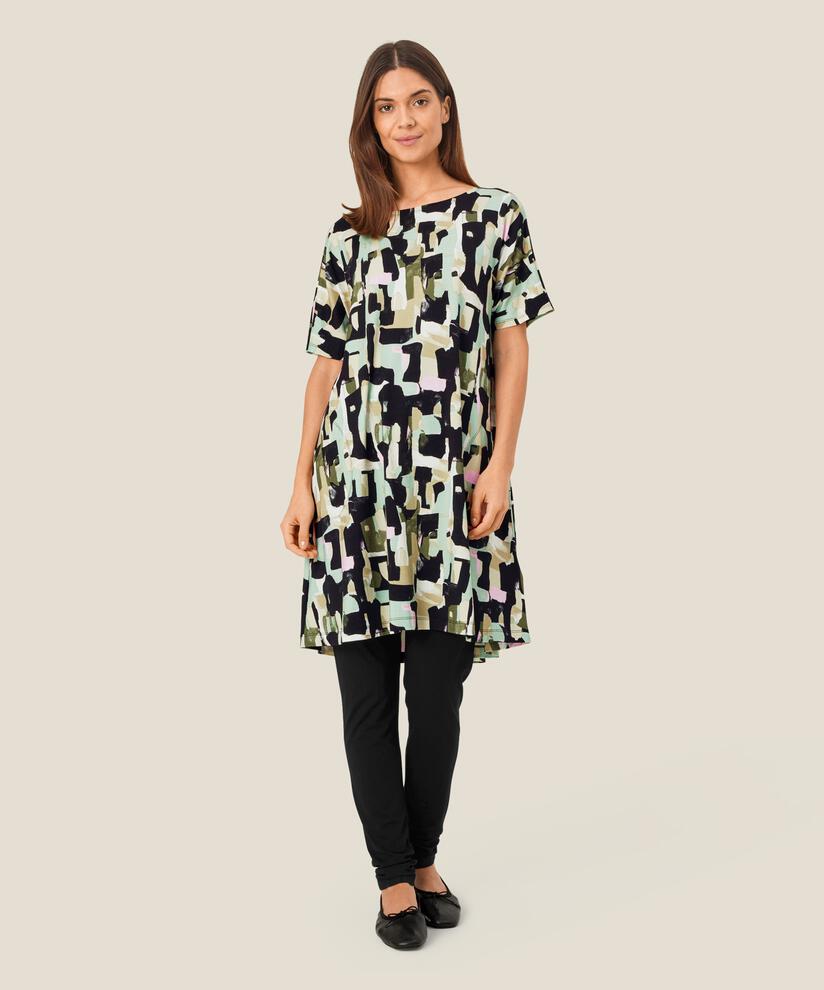 Bedruckte Jersey-Tunika mit Eingrifftaschen, Frosty Green