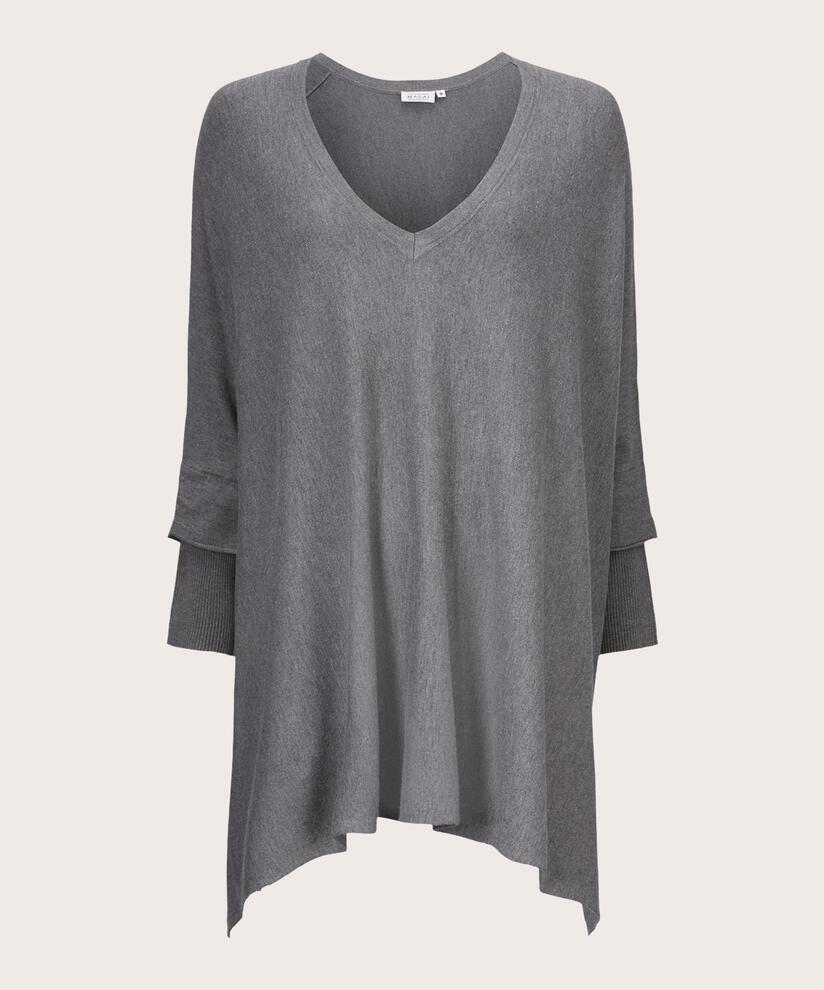 Oversize-Strickpullover mit schmalen Ärmeln, M. Grey mel.