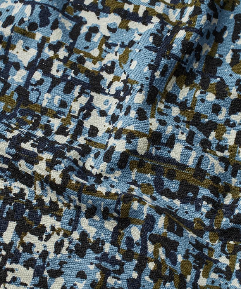 bedrucktes Shirt mit Knopfdetail am Hals, Proven Blue