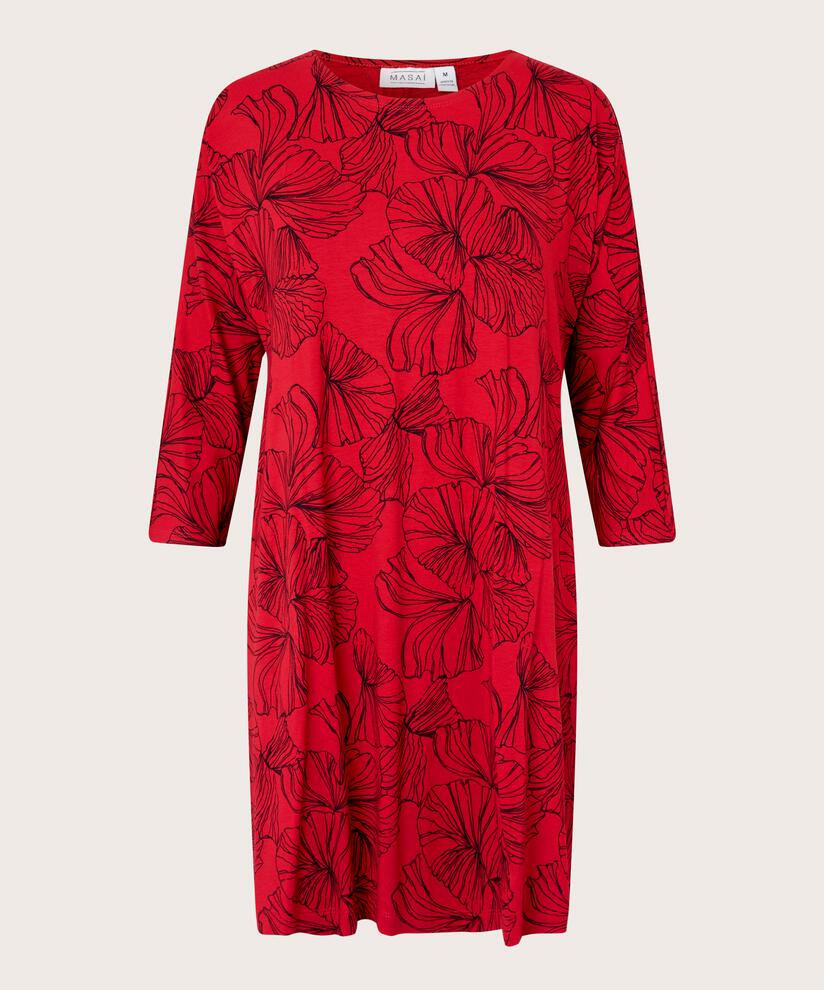 Bedruckte Jersey-Tunika mit Rundhalsausschnitt, Haute Red