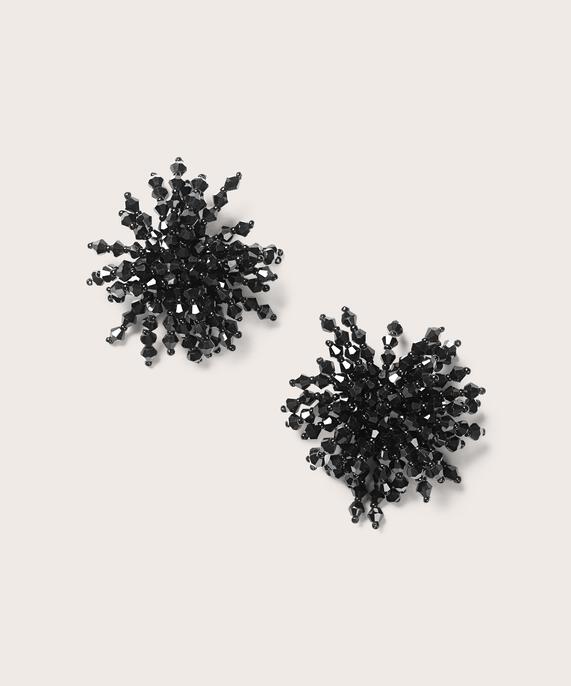 Skulpturale Ohrringe mit Glasperlen, Black