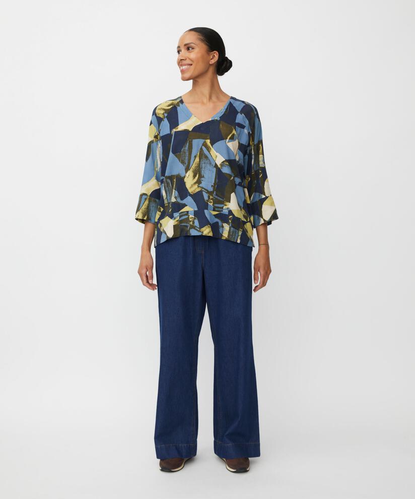 Viskosebluse Mit V-ausschnitt, Proven Blue