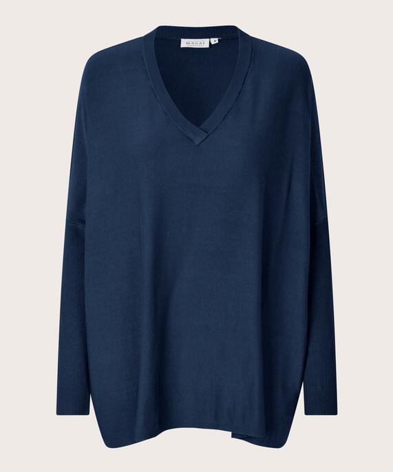 Strickpullover Mit V-ausschnitt Und Schmalen Ärmeln, Navy Blazer