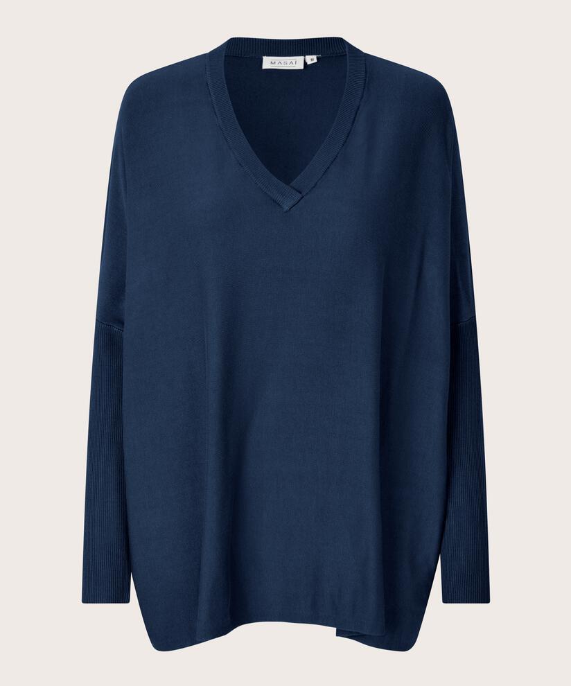 Strickpullover Mit V-ausschnitt Und Schmalen Ärmeln, Navy Blazer