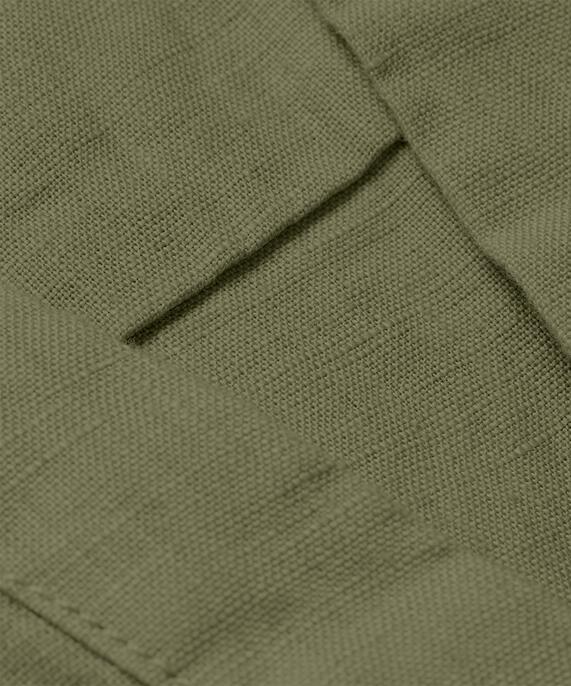 Leinenkleid mit V-Ausschnitt und Eingrifftaschen, D. Lichen Green