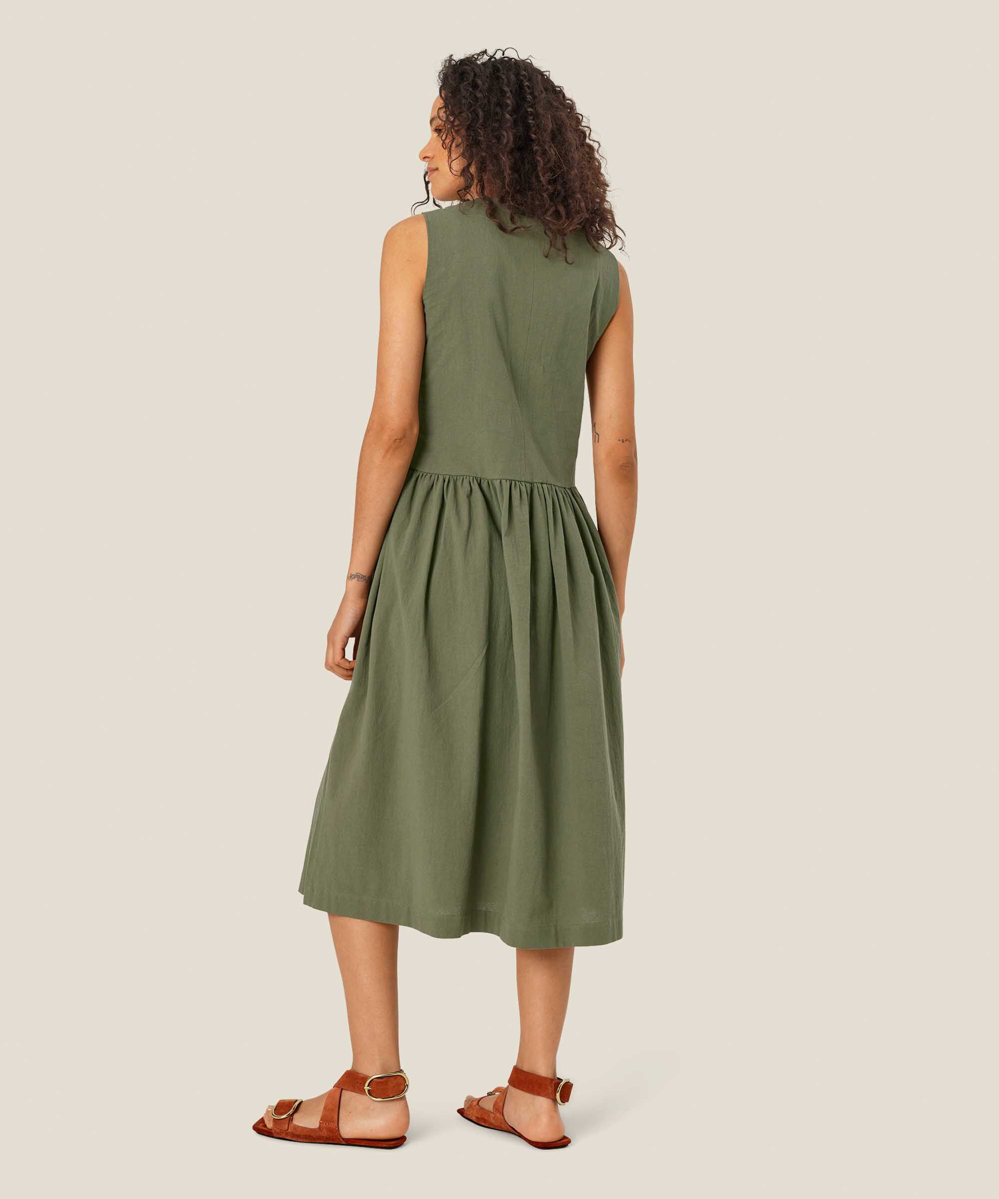 Durchgeknöpftes ärmelloses Baumwollkleid, Four Clover