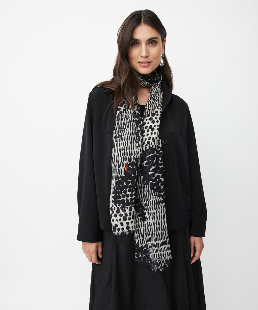 gemusterter Schal aus reiner Wolle, Black