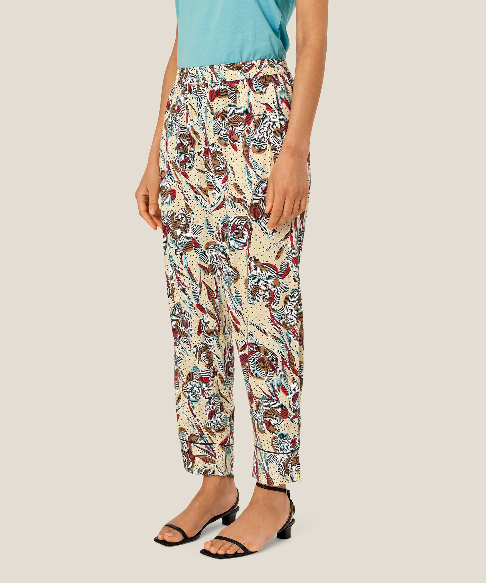 bedruckte Viskosehose mit elastischem Bund und Eingrifftaschen, Soybean