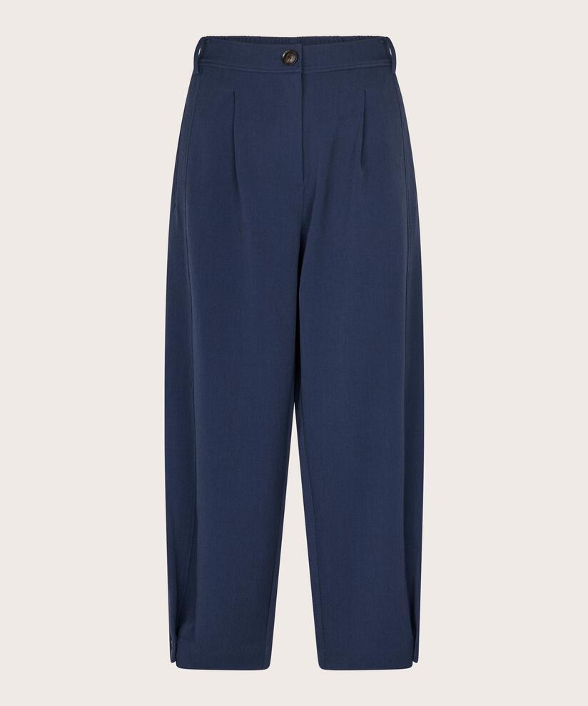 Gewebte Hose Mit Stretch Und Knopfdetail Am Bein, Navy Blazer